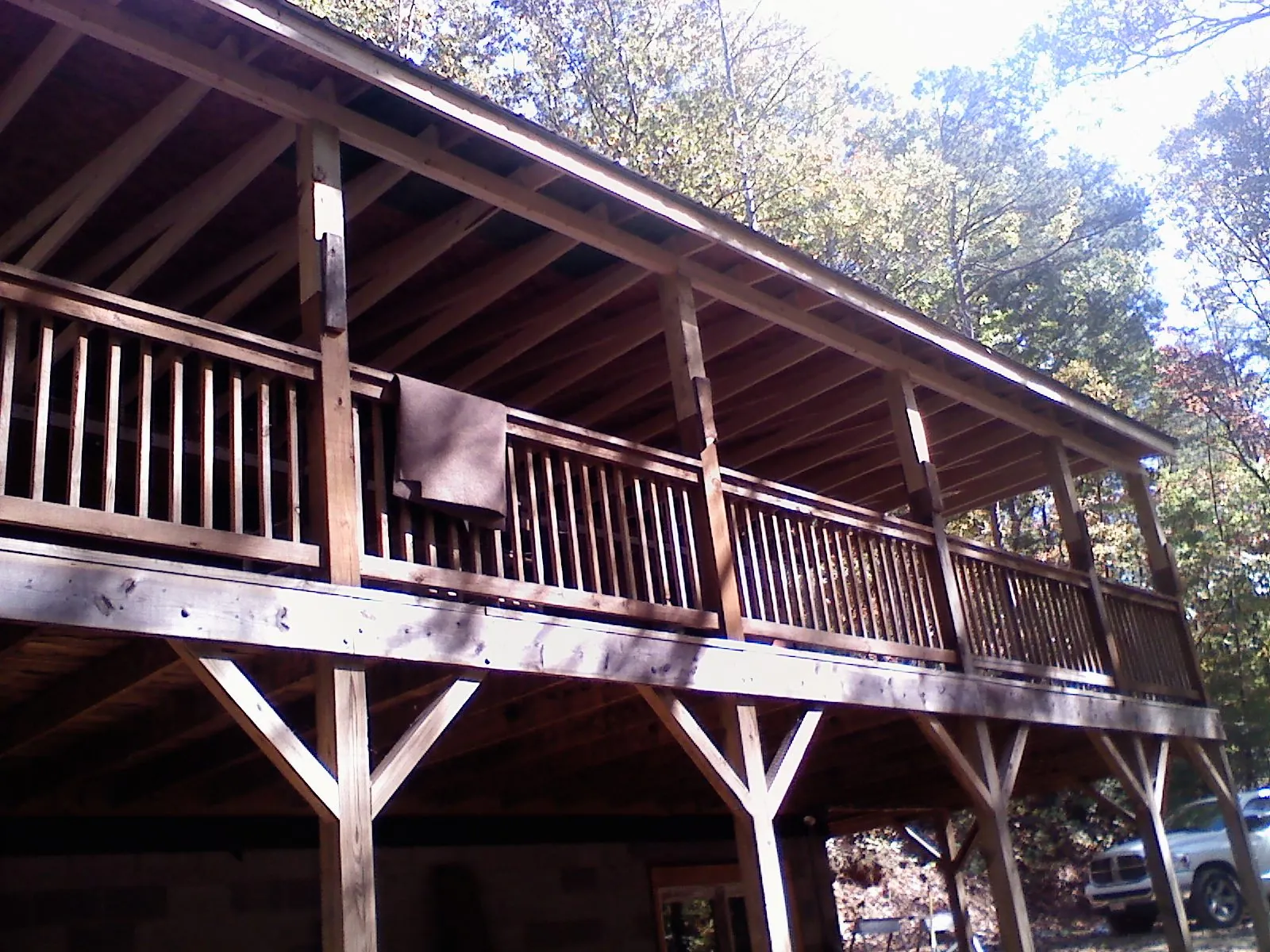 Timber framing under a new elevated porch and deck — Roof Leak Repair in Mankato by Roofing Brothers